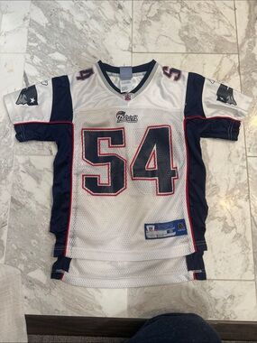 Reebok White Navy Red Bruschi #54 Football Jersey